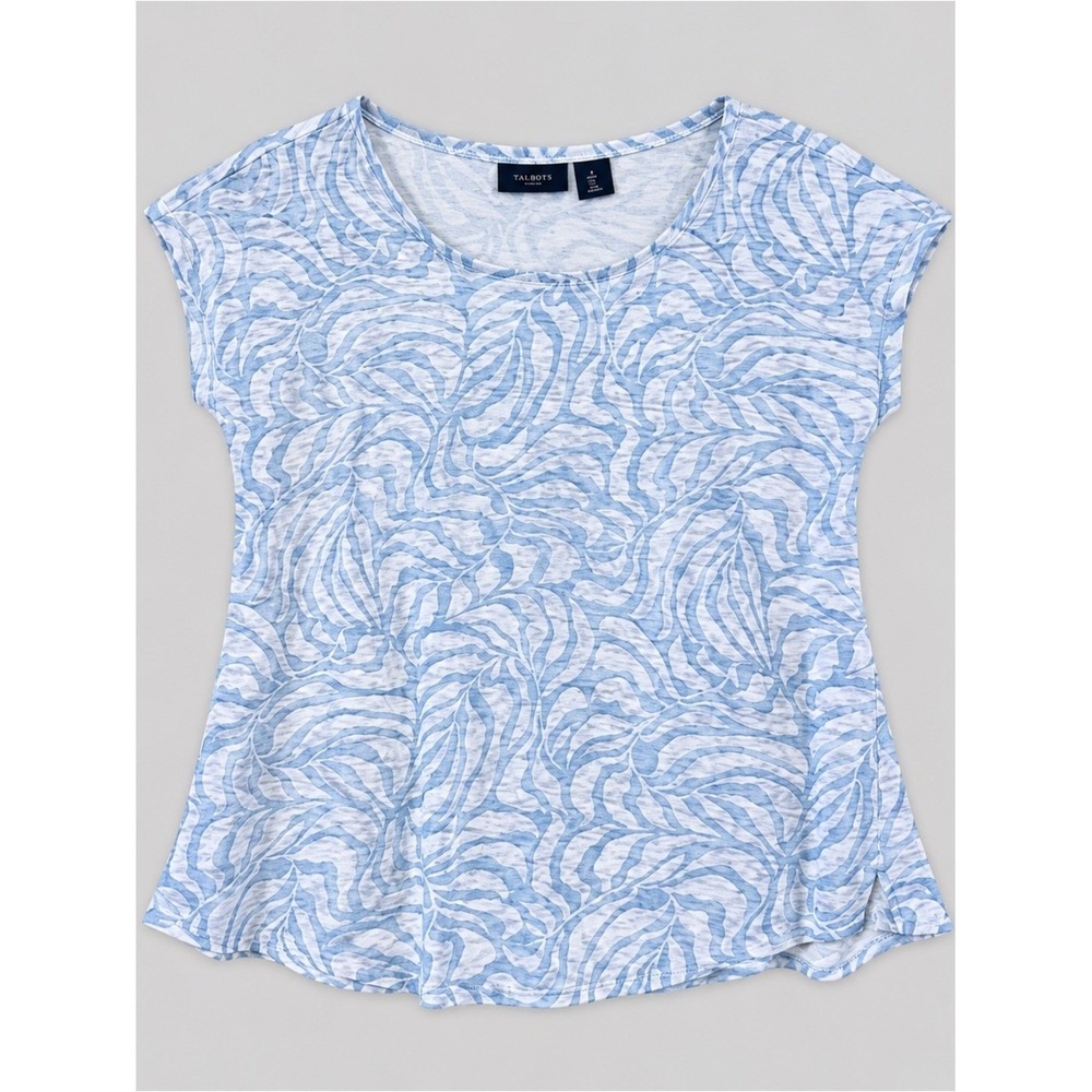 Tahari 100% Linen Blouse Top Medium Beachy Coastal Euro Summer Fisherman